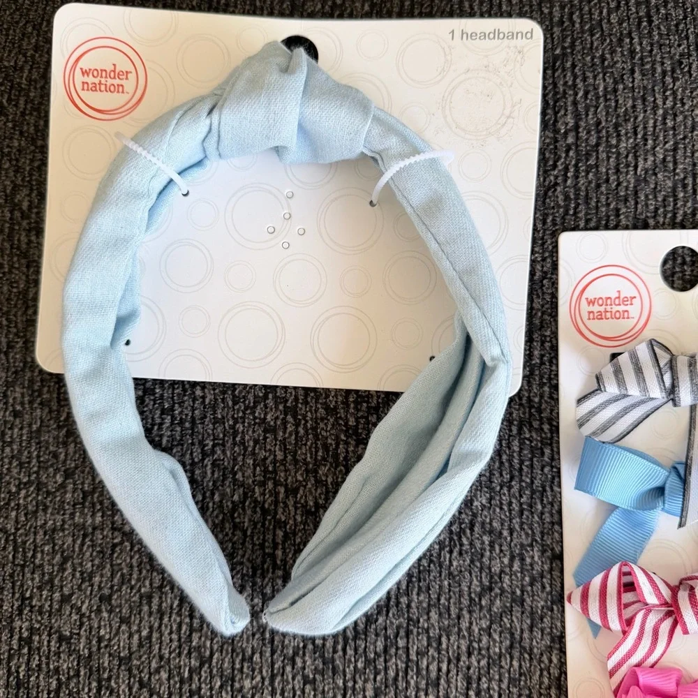 Wonder Nation Blue Headband and Bow Clip Set